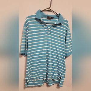 Polo Ralph Lauren‎ Short Sleeve Polo Shirt Men’s Size LT Blue & White Striped